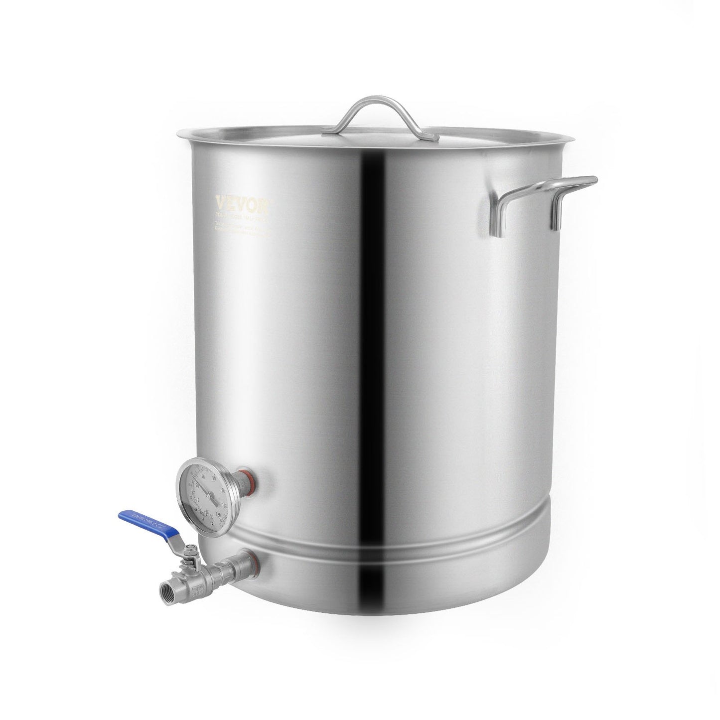 Stainless Steel Kettle, 60.6 L Brewing Pot, Tri Ply Bottom for Beer, Brew Kettle Pot, Home Brewing Supplies Includes Lid, Handle, Thermometer, Ball Valve Spigot, Filter, Filter Tray