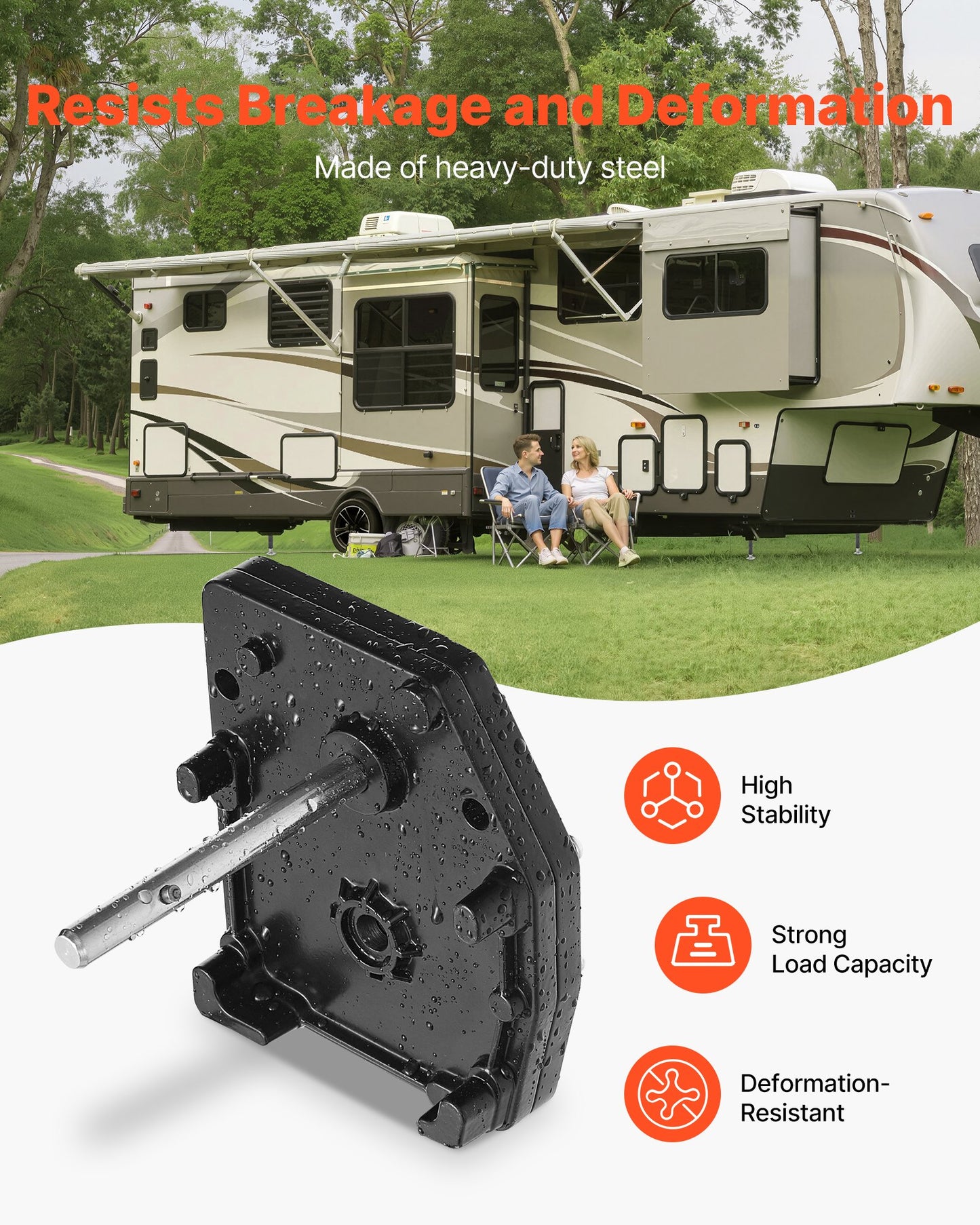 RV Fifth Wheel Landing Gear Box 276602, Universal Mount Steel Gearbox Compatible with Lippert Venture, Atwood, Stromberg Carlson Landing Gear Systems, Replace LG-179015, Adjustable Height, Black