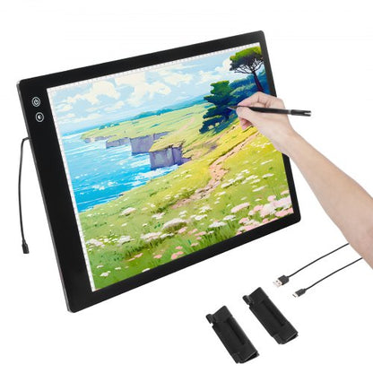 Light Board, A2 LED Light Pad with 6 Level Dimmable Brightness, Rechargeable Light Table for Tracing, Light Box for Diamond Painting, Animation, Sketching, Drawing, Stenciling, Artists (Black)