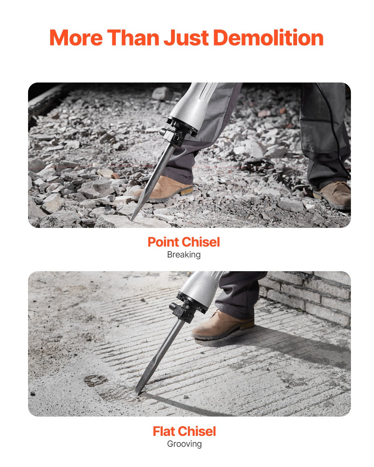 Demolition Jack Hammer Concrete Breaker 2200W Electric Hammer 2 Chisel Bits