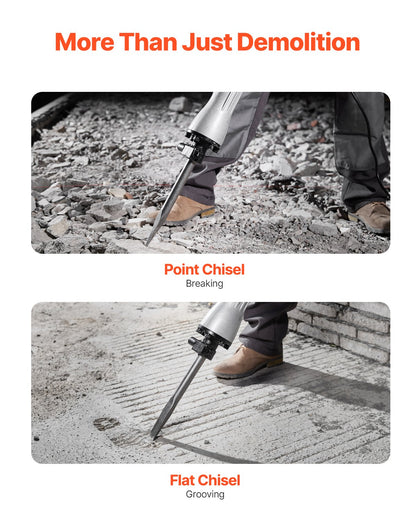 Demolition Jack Hammer Concrete Breaker 2200W Electric Hammer 2 Chisel Bits