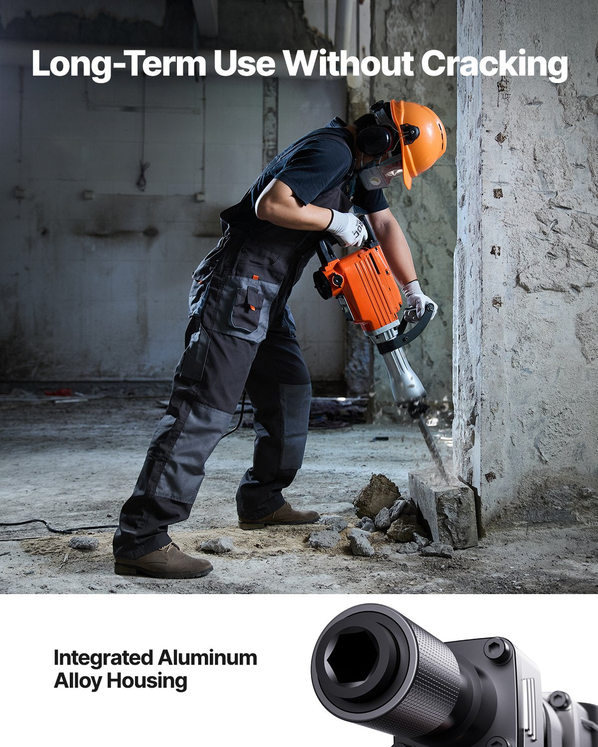 Demolition Jack Hammer Concrete Breaker 2200W Electric Hammer 2 Chisel Bits