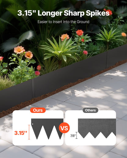 Stålkantlist, 3-pack 40 x 6 tum rostbeständig metallkantlist, böjbar trädgårdskant, kraftig gräsmatta, lätt att installera, rabattgångavdelare svart