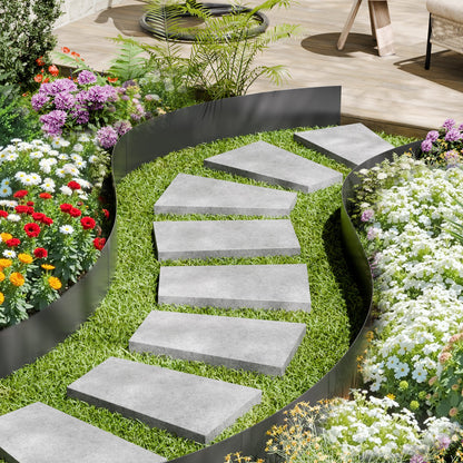 Stålkantlist, 3-pack 40 x 6 tum rostbeständig metallkantlist, böjbar trädgårdskant, kraftig gräsmatta, lätt att installera, rabattgångavdelare svart