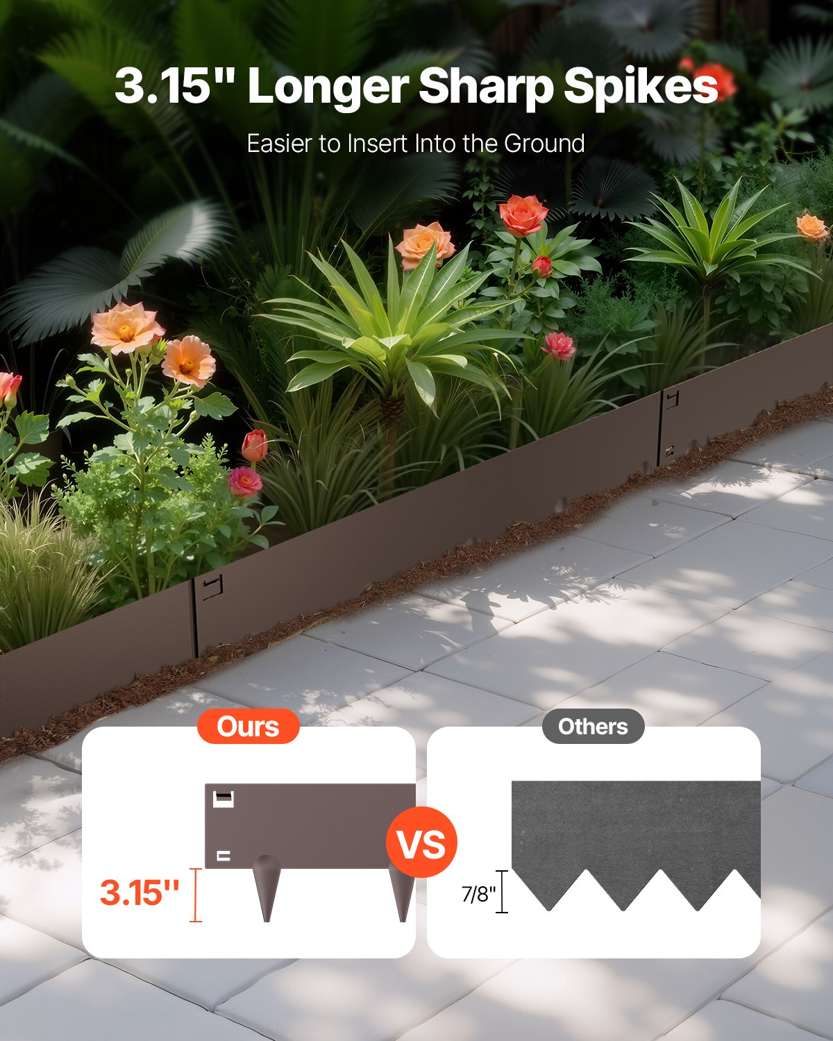 Stålkantlist, 5-pack 39 x 4 tum rostbeständig metallkantlist, böjbar trädgårdskant, kraftig gräsmatta, lätt att installera, rabattgångavdelare brun