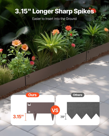 Steel Landscape Edging, 5 Packs 39 x 5 in Rust-Resistant Metal Landscape Edging, Bendable Garden Edging Border, Heavy Duty Lawn Edging, Easy-to-Install, Flower Bed Yard Pathway Divider Brown