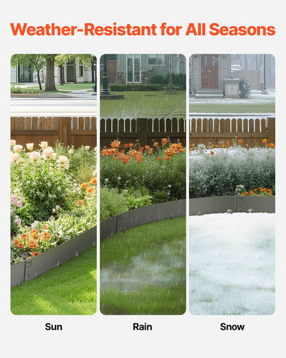 Steel Landscape Edging, 5 Packs 39 x 3 in Rust-Resistant Metal Landscape Edging, Bendable Garden Edging Border, Heavy Duty Lawn Edging, Easy-to-Install, Flower Bed Yard Pathway Divider Dark Gray