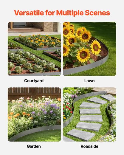 Steel Landscape Edging, 5 Packs 39 x 3 in Rust-Resistant Metal Landscape Edging, Bendable Garden Edging Border, Heavy Duty Lawn Edging, Easy-to-Install, Flower Bed Yard Pathway Divider Dark Gray