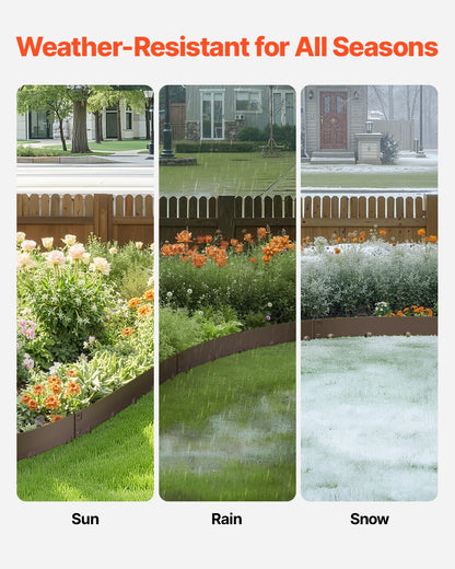 Stålkantlist, 5-pack 39 x 3 tum rostbeständig metallkantlist, böjbar trädgårdskant, kraftig gräsmatta, lätt att installera, rabattgångavdelare brun