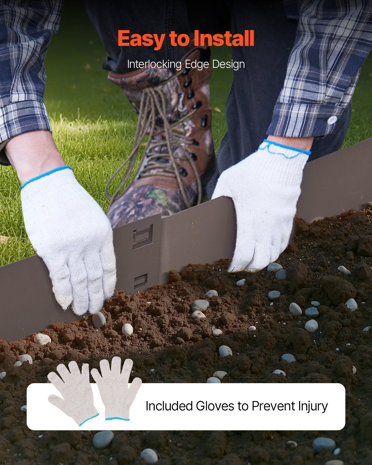 Stålkantlist, 5-pack 39 x 3 tum rostbeständig metallkantlist, böjbar trädgårdskant, kraftig gräsmatta, lätt att installera, rabattgångavdelare brun