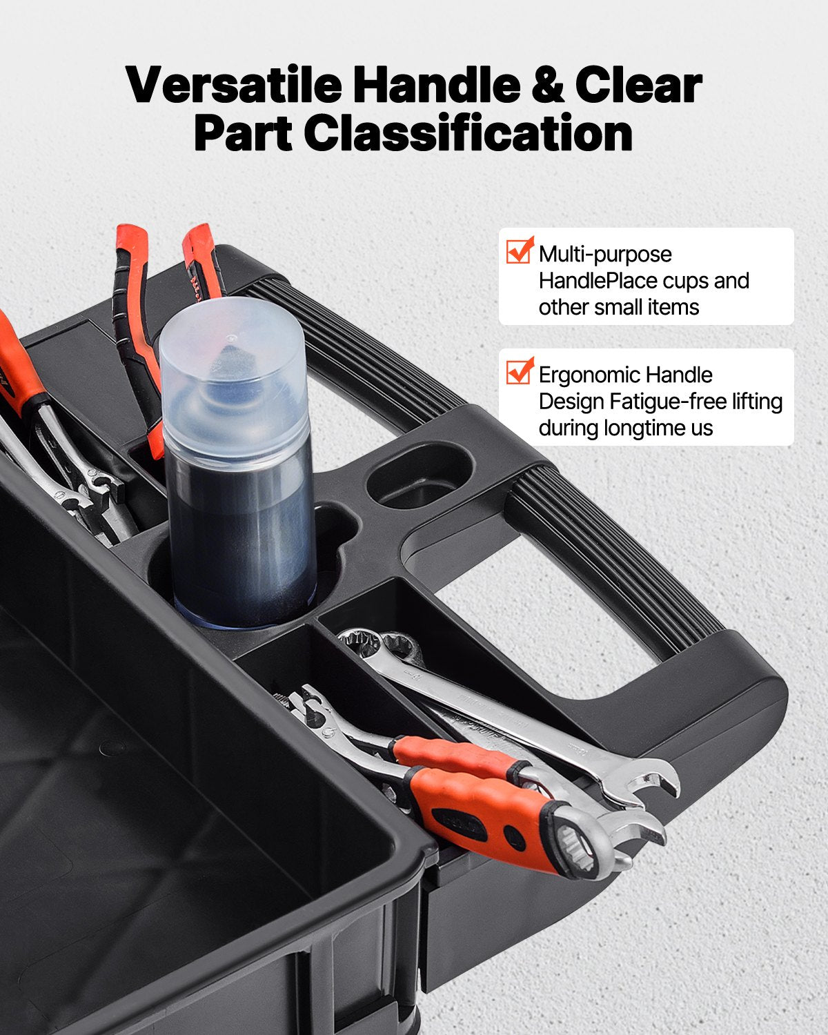 Utility Service Cart, 550 LBS Laod Capacity, 3 Shelf Heavy Duty Plastic Rolling Utility Cart with 360° Swivel Wheels (2 with Brakes), Ergonomic Storage Handle for Warehouse/Garage/Cleaning