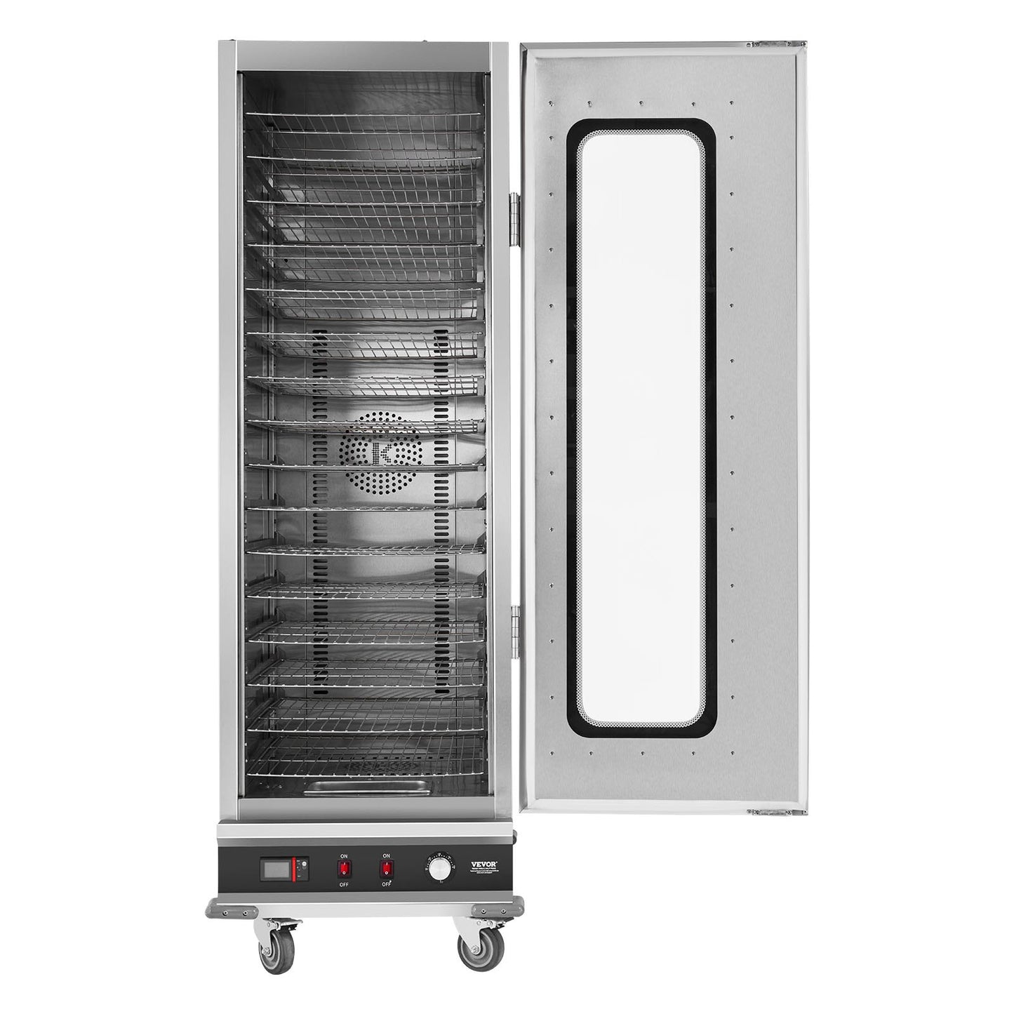 Hot Box Food Warmer, 16-Tier Large Concession Warmer with Water Tray, Glass Single-door and Adjustable Shelves, Stainless Steel Food Warmer Cabinet, Ideal for Storing Pizza, Chicken, Restaurant