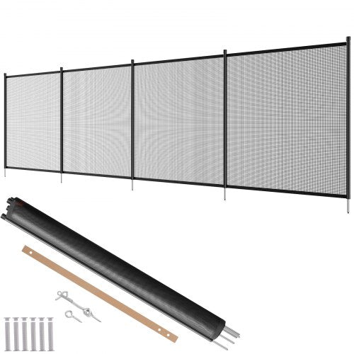 Pool Fence, 1.2 x 3.7 m Pool Fences for Inground Pools, Removable Child Safety Pool Fencing, Easy DIY Installation Swimming Pool Fence, 340gms Teslin PVC Pool Fence Mesh Protects Kids and Pets
