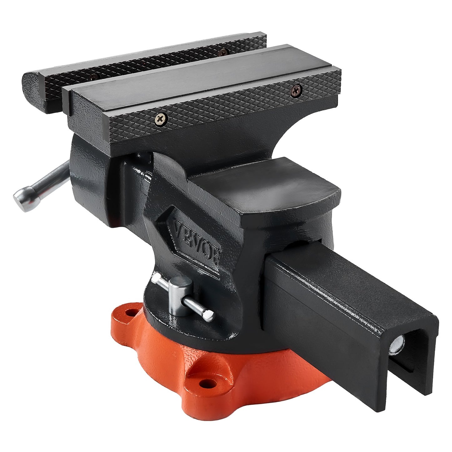 Bench Vise, 203 mm(8") Jaw Width, 203 mm(8") Max Jaw Opening Multipurpose Vise with 360°Swivel Locking Base, 94 mm(3.7") Throat Depth, Heavy Duty Ductile Iron Workbench Vise, Two-Way Jaws for Clamping Round Pipes