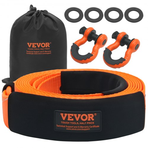 Heavy Duty Tow Strap Recovery Kit 3" x 20 ft/7.6 cm x 6.1 m (MBS-36,000 lbs/16,329 kg) Tree Saver Winch Strap, Triple Reinforced Loop & Protective Sleeves & Storage Bag, 3/4" (1.9 cm) D-Ring Shackles, for Truck Jeep SUV ATV