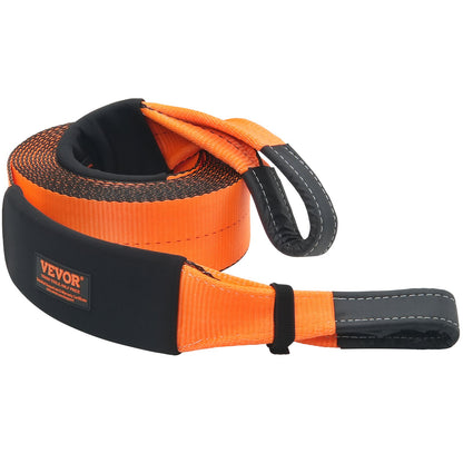 Recovery Tow Strap 4" x 30'/10.2 cm x 9.1 m, 46,500 lbs/21,099 kg Break Strength, Triple Reinforced Loop Straps, Tree Saver, Off Road Towing and Recovery, Extreme Weather Resistance, Protective Sleeves & Storage Bag