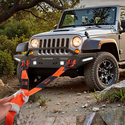 Recovery Tow Strap 76.2 mm, 2.4 m 16329 kg Break Strength, Triple Reinforced Loop Straps, Tree Saver, Winch Line Extension Strap, Off Road Towing and Recovery, Extreme Weather Resistance