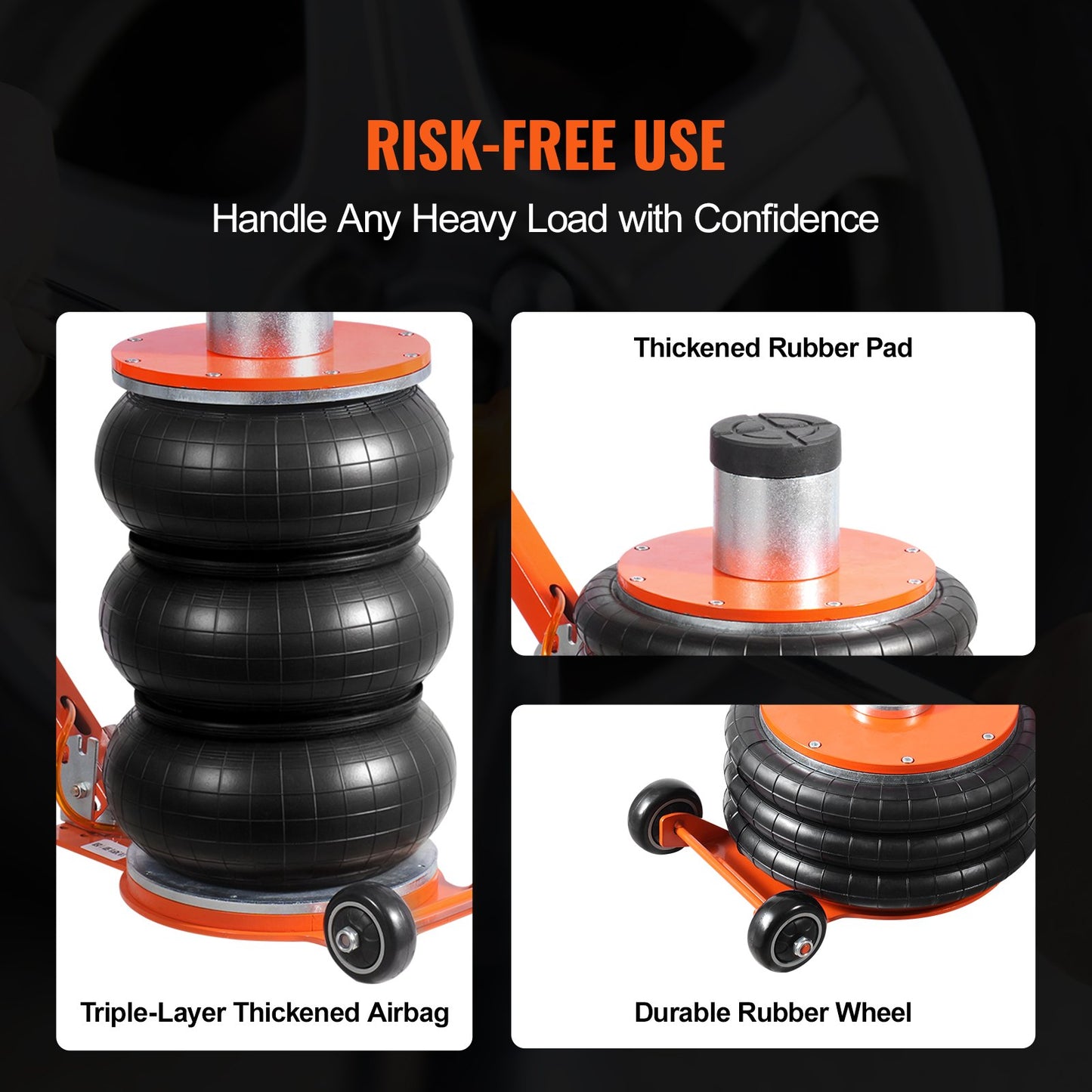 Air Jack, 5 Ton/11000 lbs, 4-10 S Pneumatic Lifting Jack with Heightened Column & Adjustable Handle, Easy-to-Lift & Space-Saving Jack with Thick Rubber Pad, Fits for Sedan, SUV, Pickup Truck