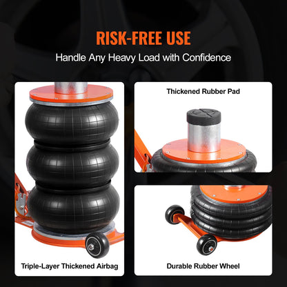 Air Jack, 5 Ton/11000 lbs, 4-10 S Pneumatic Lifting Jack with Heightened Column & Adjustable Handle, Easy-to-Lift & Space-Saving Jack with Thick Rubber Pad, Fits for Sedan, SUV, Pickup Truck