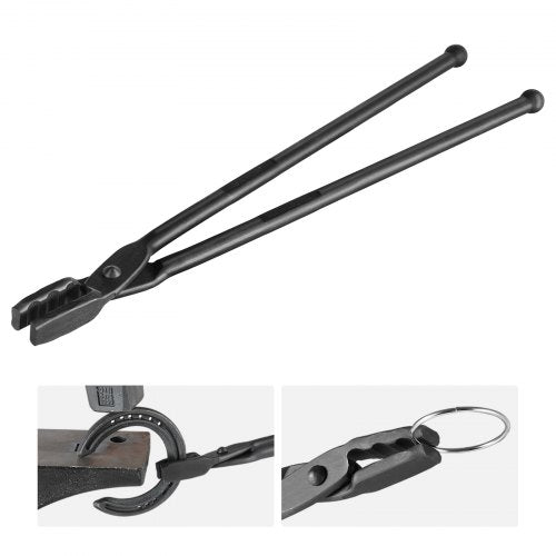 Blacksmith Tongs, 45.7 cm Wolf Jaw Tongs, Carbon Steel Forge Tongs with A3 Steel Rivets, for Horseshoes, Curved Shapes, Block Forgings, for Beginner and Seasoned Blacksmiths and Bladesmiths