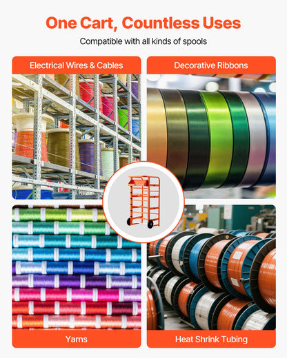 Trådrullställ, 11 stänger, trådrullställsdispenser för flera spolar, kabelcaddy med hjul, kabelhållare med förvaringsbricka för ledningsförvaring, för el, industriellt bruk och detaljhandel, arbetseffektivitet