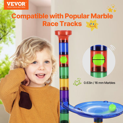 Marble Run Set, 150 Piece Marble Maze Building Block Brain Game, with 10 Glow in the Dark Marbles + 40 Glass Marbles, Educational Learning Race Track STEM Toys, for Kids, Boys, Girls Ages 3 +