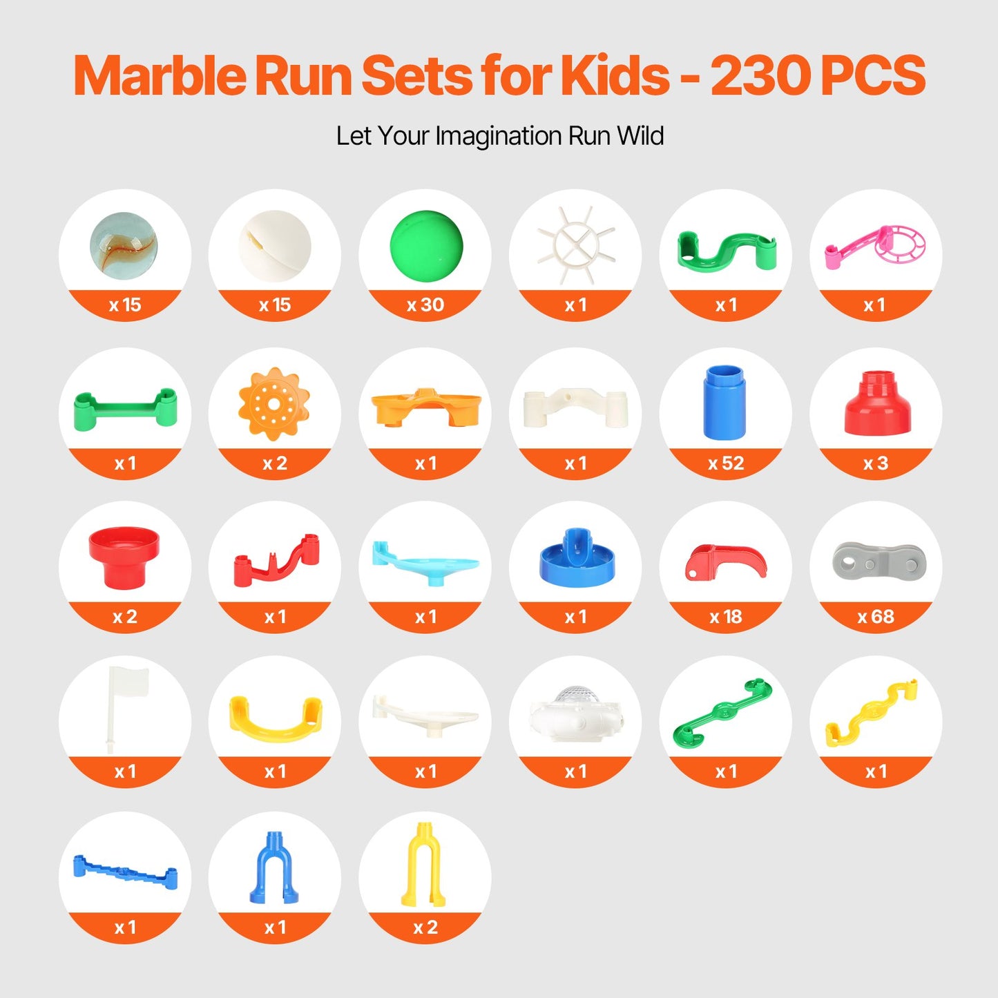 Kulbana, 230 delar med motoriserad hiss, med 15 plastkulor, kulspel, labyrint, byggklossar, hjärnspel, pedagogisk och lärande racerbana, STEM-leksaker, för barn, pojkar, flickor från 3 år