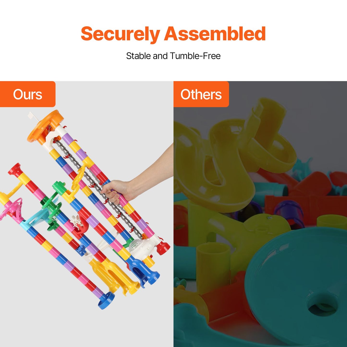 Kulbana, 230 delar med motoriserad hiss, med 15 plastkulor, kulspel, labyrint, byggklossar, hjärnspel, pedagogisk och lärande racerbana, STEM-leksaker, för barn, pojkar, flickor från 3 år