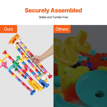 Kulbana, 230 delar med motoriserad hiss, med 15 plastkulor, kulspel, labyrint, byggklossar, hjärnspel, pedagogisk och lärande racerbana, STEM-leksaker, för barn, pojkar, flickor från 3 år