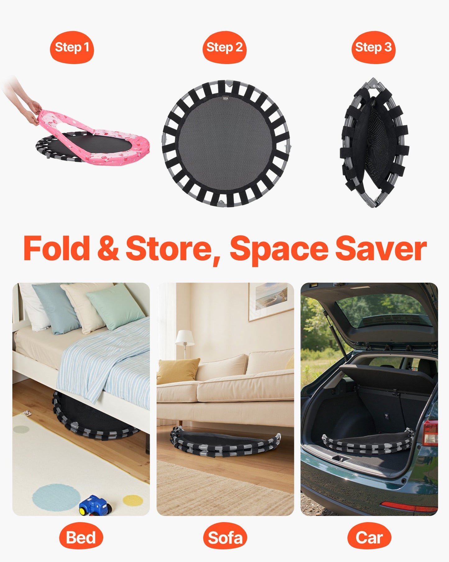 90 cm barnstudsmatta, 1 meter inomhus- och utomhusstudsmatta, hopfällbar ministudsmatta med handtag, rebounderstudsmatta för småbarn, födelsedagspresent till barn från 3 år, pojkar och flickor för skojs skull, röd