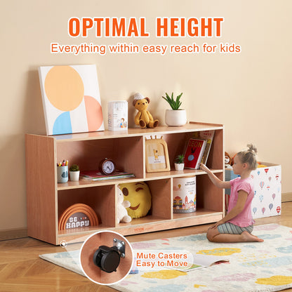 Mobilt förvaringsskåp för hemmet, förvaringshylla med 5 fack, förvaringsskåp för hemmet med 2 hyllor, klassrumsmöbler för hemmet, dagis och förskola, naturlig