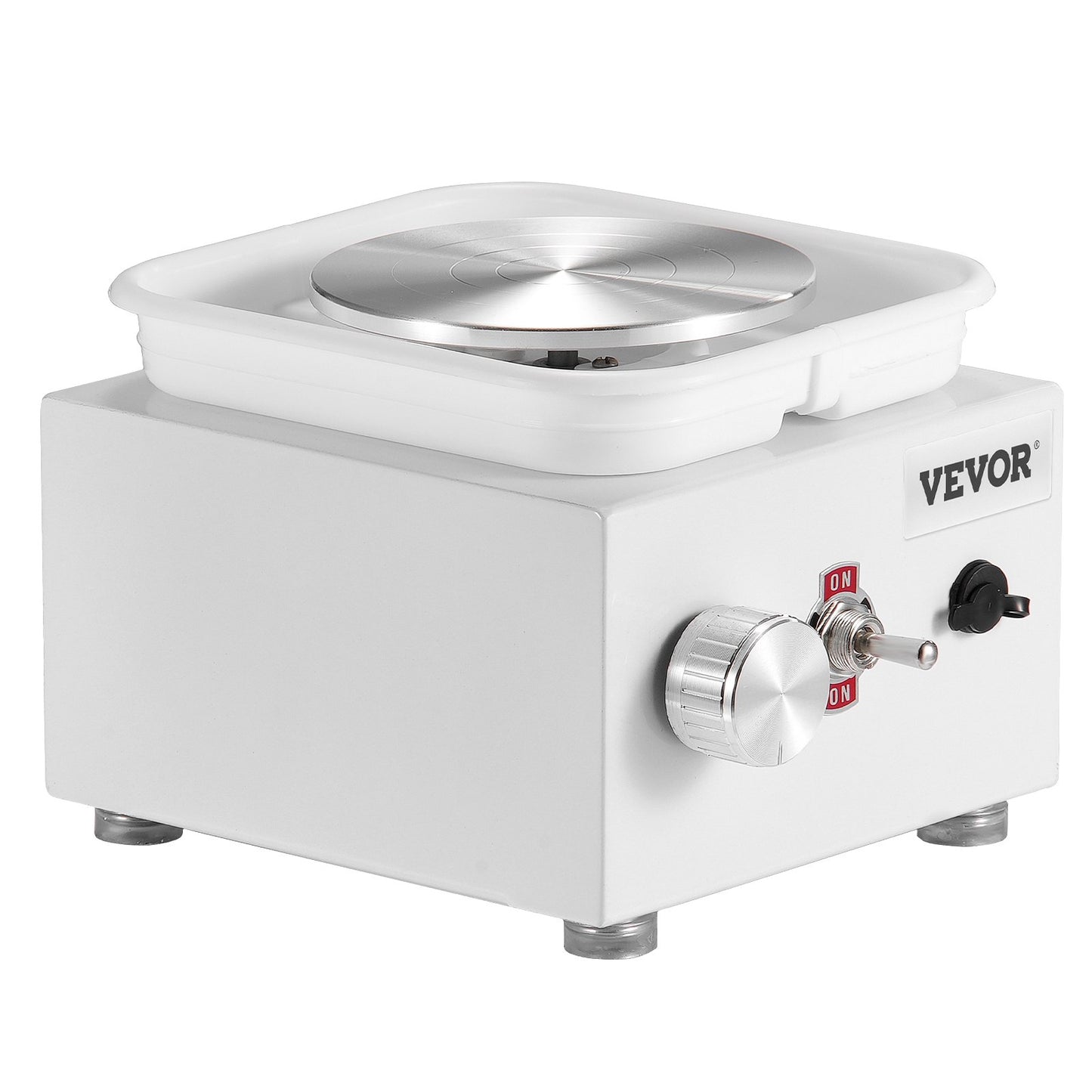 Mini keramikhjul, 0-320 varv/min justerbar hastighet avtagbar skålformningsmaskin, 2,56 tum/3,94 tum 2 skivspelare elektrisk keramikhjulsmaskin, 18 st tillbehör, för konsthantverk hem DIY, vit