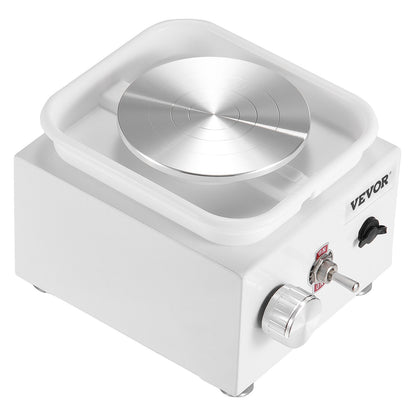 Mini keramikhjul, 0-320 varv/min justerbar hastighet avtagbar skålformningsmaskin, 2,56 tum/3,94 tum 2 skivspelare elektrisk keramikhjulsmaskin, 18 st tillbehör, för konsthantverk hem DIY, vit