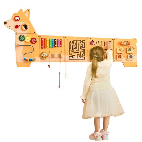 Puppy Activity Wall Busy Board Panels, 12 Activities, Montessori Sensory Wall Toy for Kids 3-12 Years, Montessori Learning Activity Center, Ideal for Toddler Playroom Nursery Classroom