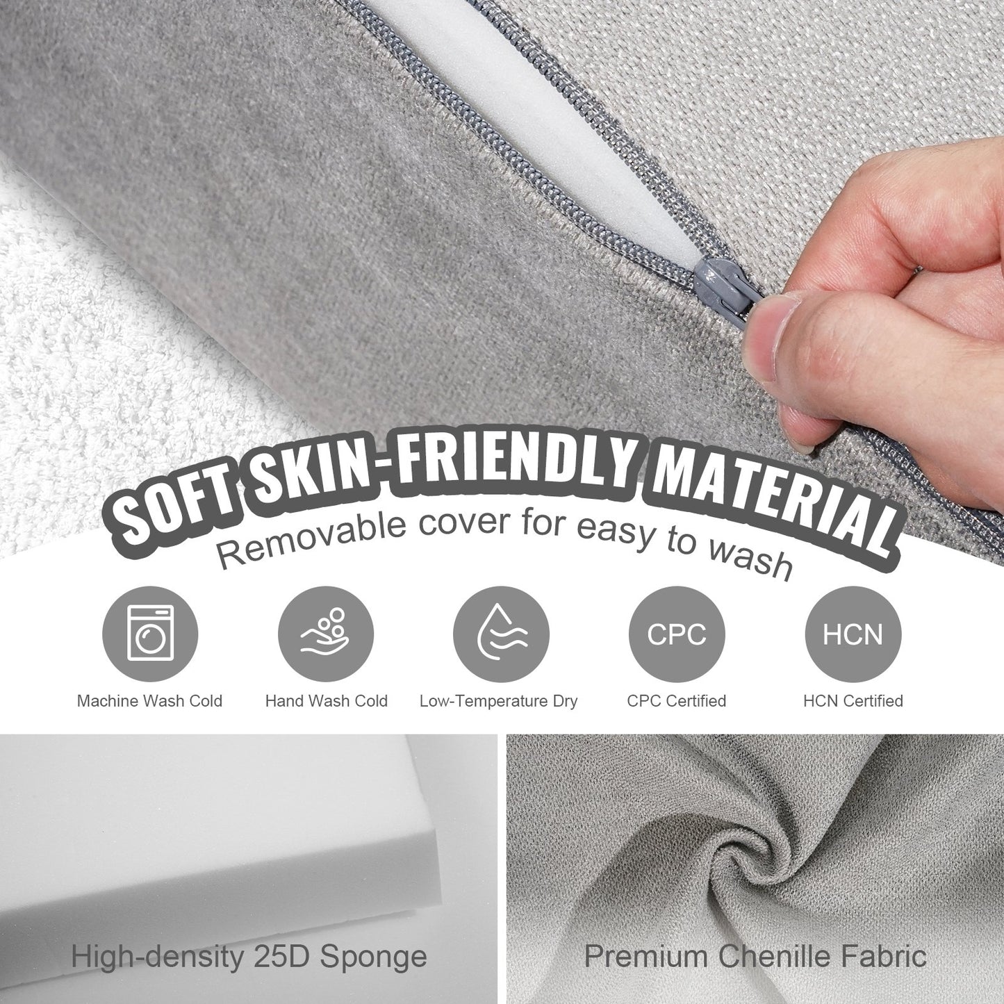 Barnsoffa, 4 st. modulär leksoffa för barn, bäddsoffa för småbarn, barnstol, lekrumsmöbler, sektionssoffa med avtagbart överdrag för barn flickor och pojkar, grå