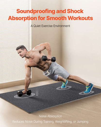 0.56 Inch Thick Gym Floor Mats, 6 Tiles Rubber Top with EVA Foam, 25" x 25" Gym Flooring Workout Mats with 25 sq.ft Coverage, Interlocking Puzzle Gym Mats for Gym, Home, Garage, Black & White