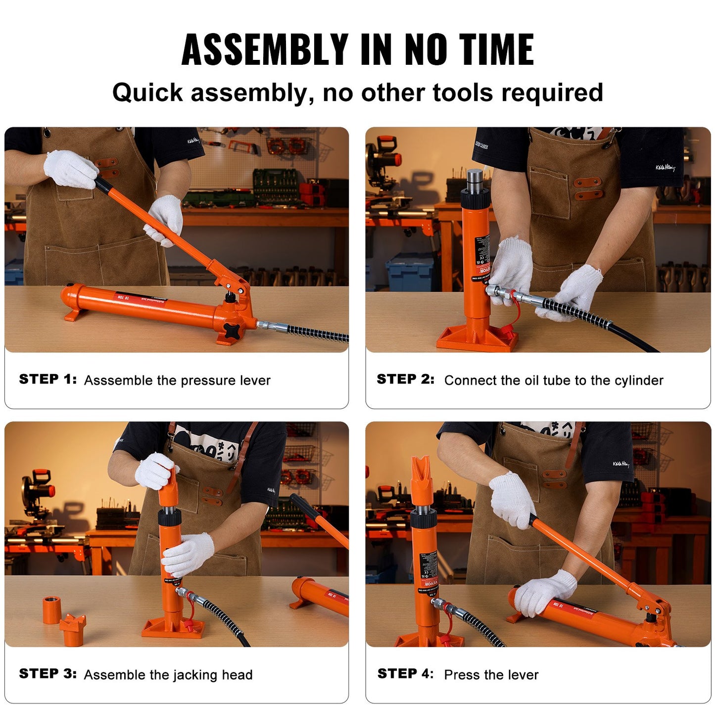 12 tons portakraftssats, bärbar hydraulisk domkraft med 1,4 m oljeslang, reparationssats för bilram med förvaringsväska för bilreparationer, lastbilar, lantbruk