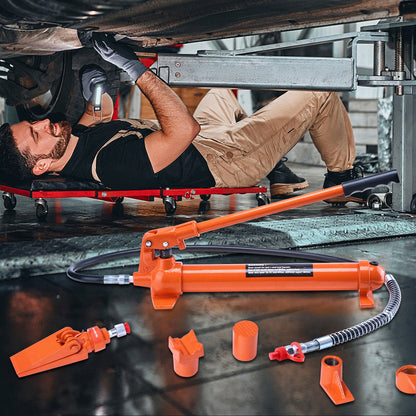 12 tons portakraftssats, bärbar hydraulisk domkraft med 1,4 m oljeslang, reparationssats för bilram med förvaringsväska för bilreparationer, lastbilar, lantbruk