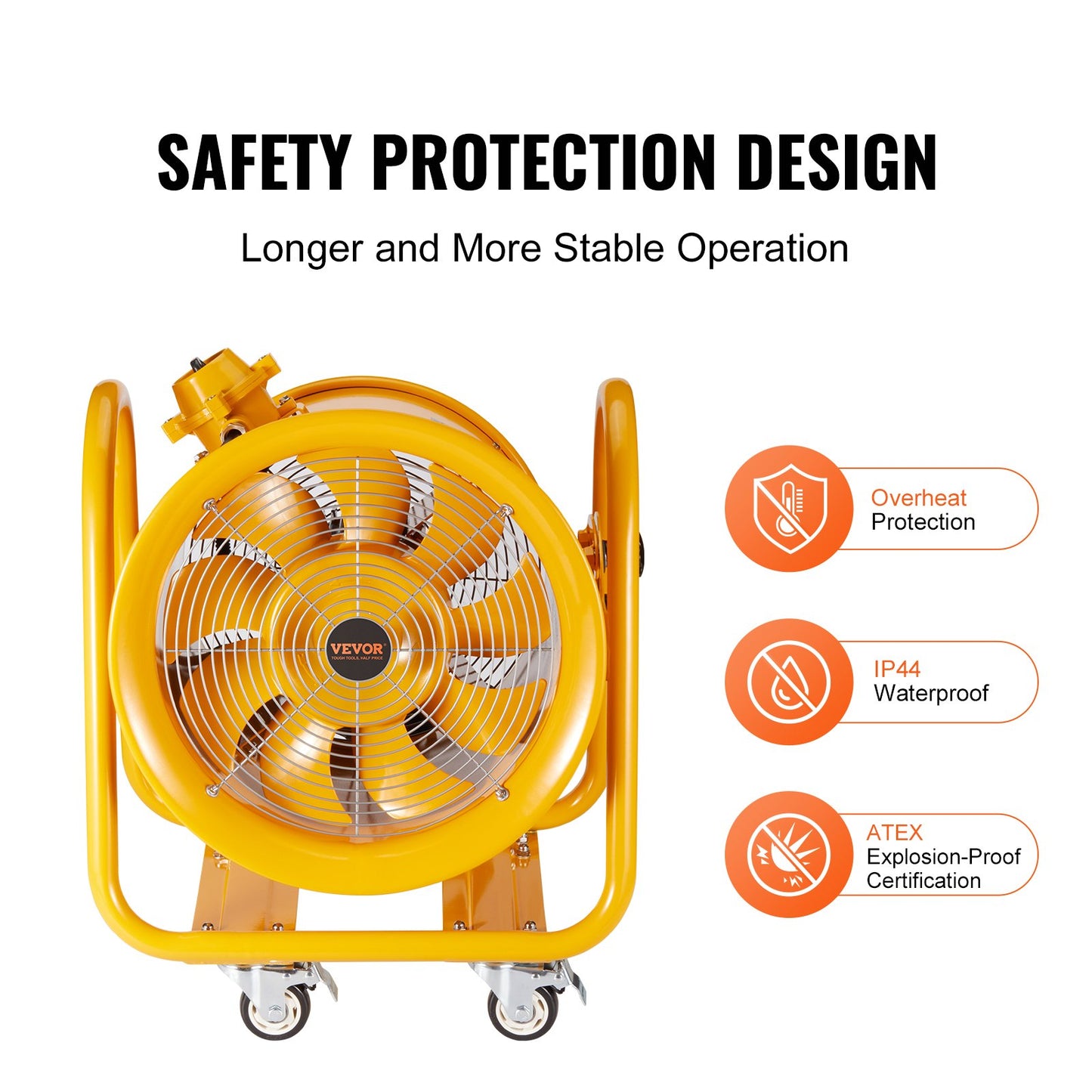 Portable Ventilator, 406.4mm Heavy Duty Cylinder Fan, 1100W Strong Shop Exhaust Fan 4240CFM, 5m Power Cord (No charging head), Industrial Utility Blower for Sucking Dust, Smoke Home/Workplace