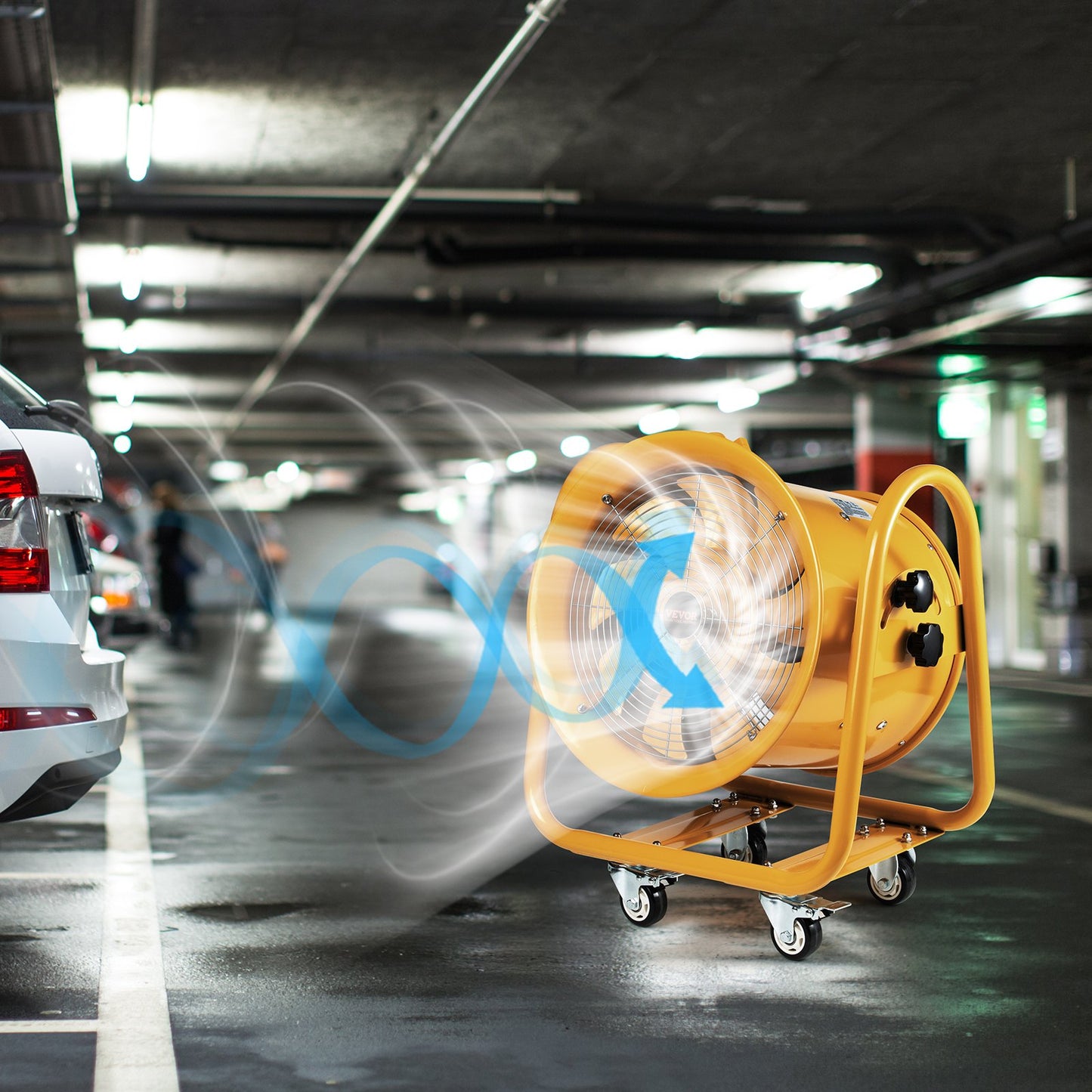 Portable Ventilator, 406.4mm Heavy Duty Cylinder Fan, 1100W Strong Shop Exhaust Fan 4240CFM, 5m Power Cord (No charging head), Industrial Utility Blower for Sucking Dust, Smoke Home/Workplace