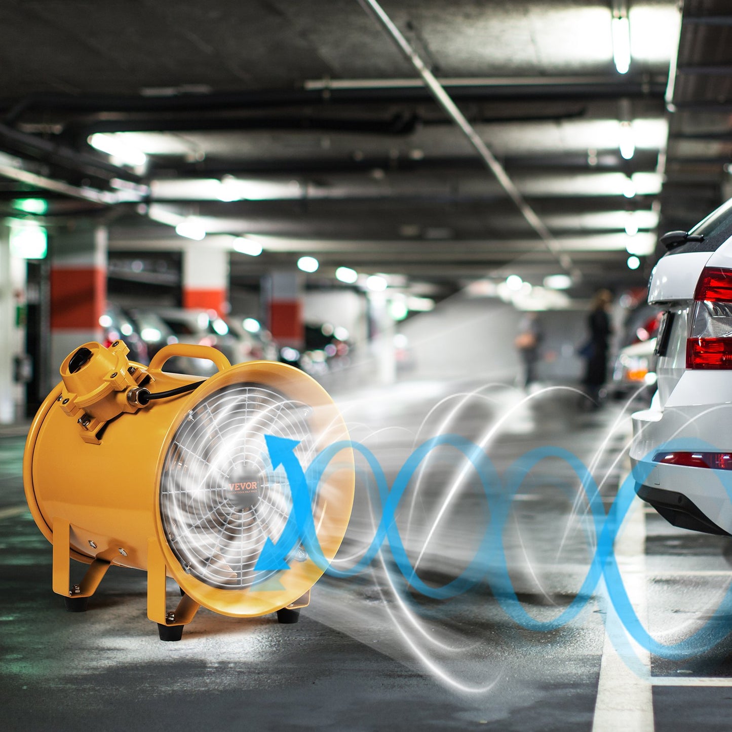 Portable Ventilator, 304.8mm Heavy Duty Cylinder Fan, 500W Strong Shop Exhaust Fan 2500CFM, 3m Power Cord (No charging head), Industrial Utility Blower for Sucking Dust, Smoke Home/Workplace