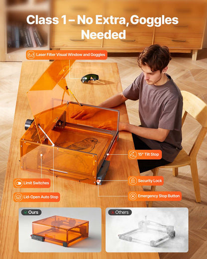 Laser Engraver, 10W, Laser Engraving and Cutting Machine with Enclosure, Laser Cutter Engraver Machine, 300 x 300 mm Working Area, 7000 mm/min, for Wood, Leather, Glass, Certain Metal, Class 1