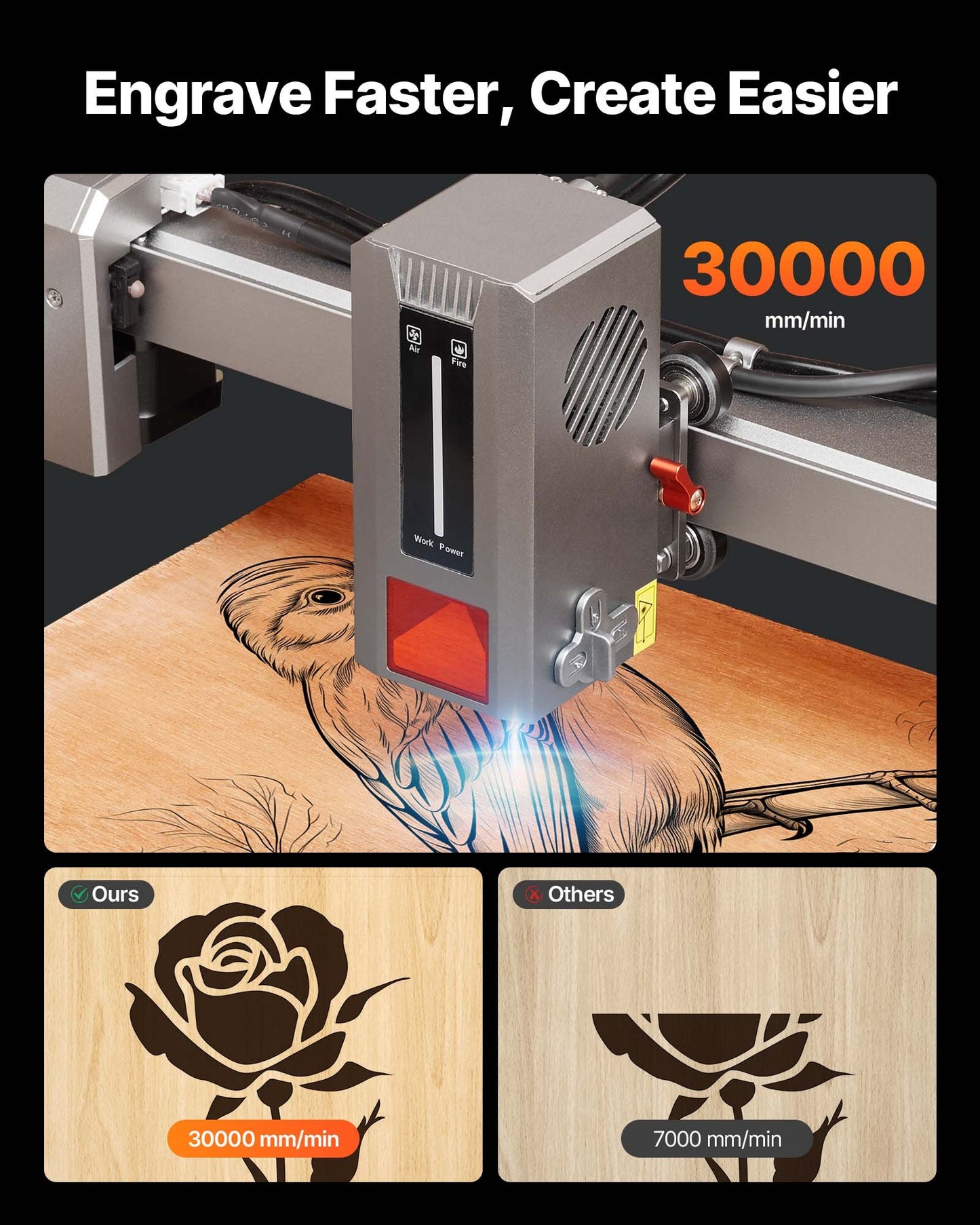 Laser Engraver, 20W, Laser Engraving and Cutting Machine with Enclosure Camera, Laser Cutter, 400 x 400 mm Working Area, 30000 mm/min, for Wood, Leather, Glass, Paper, Certain Metal, Class 1
