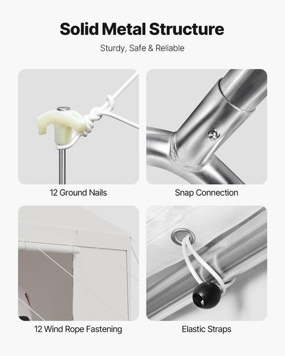 Carport, 10 x 20 FT Outdoor Car Canopy, Potable Carport with Removable Sidewalls & Door, Heavy Duty Car Shelter, UV-Resistant & Water-Resistant, All-Season Protection for Automobile Boat White