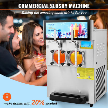 8L / 2.1 Gal Double Bowl Commercial Slushy Machine Margarita Smoothie Frozen Drink