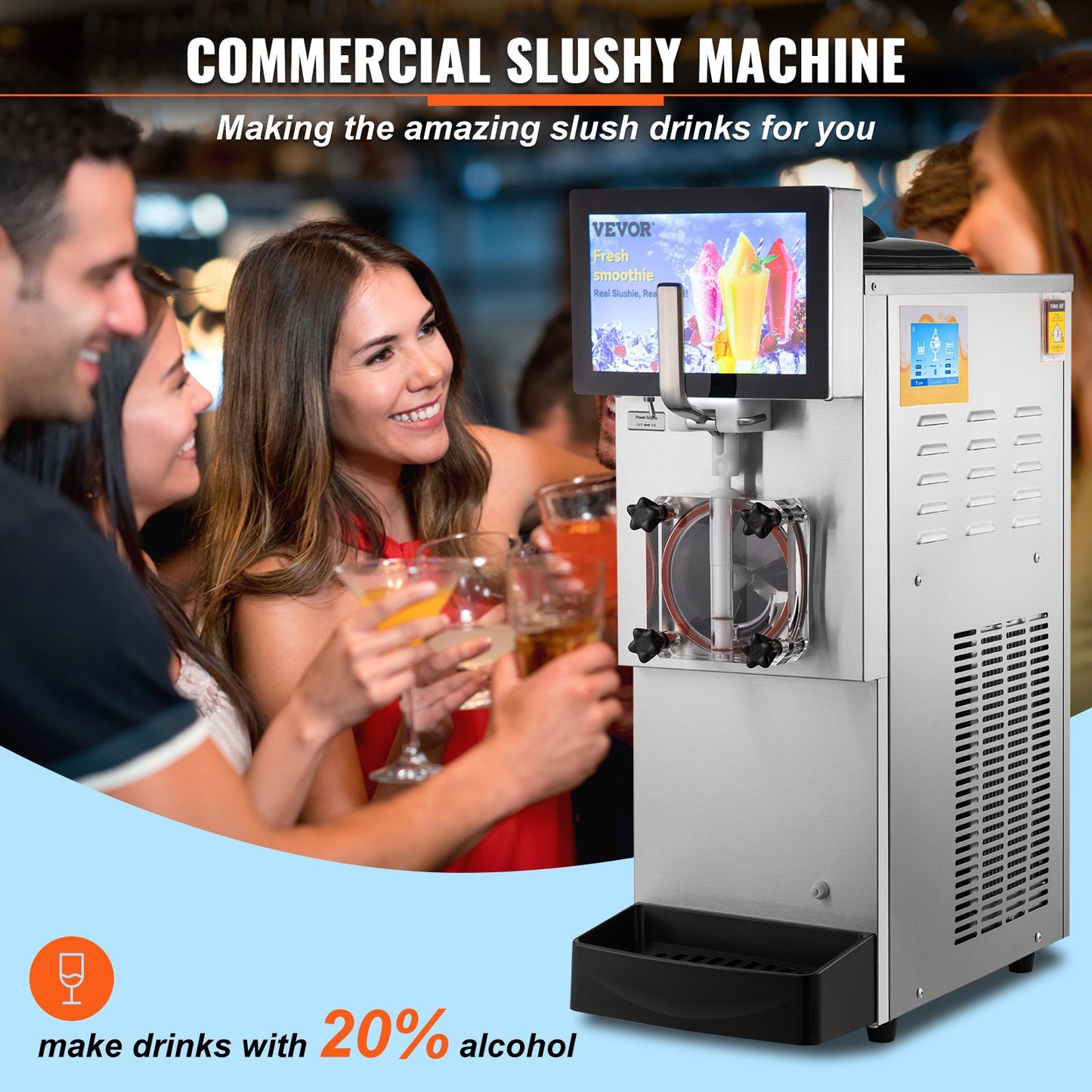 8L / 2.1 Gal Single Bowl Commercial Slushy Machine Margarita Smoothie Frozen Drink