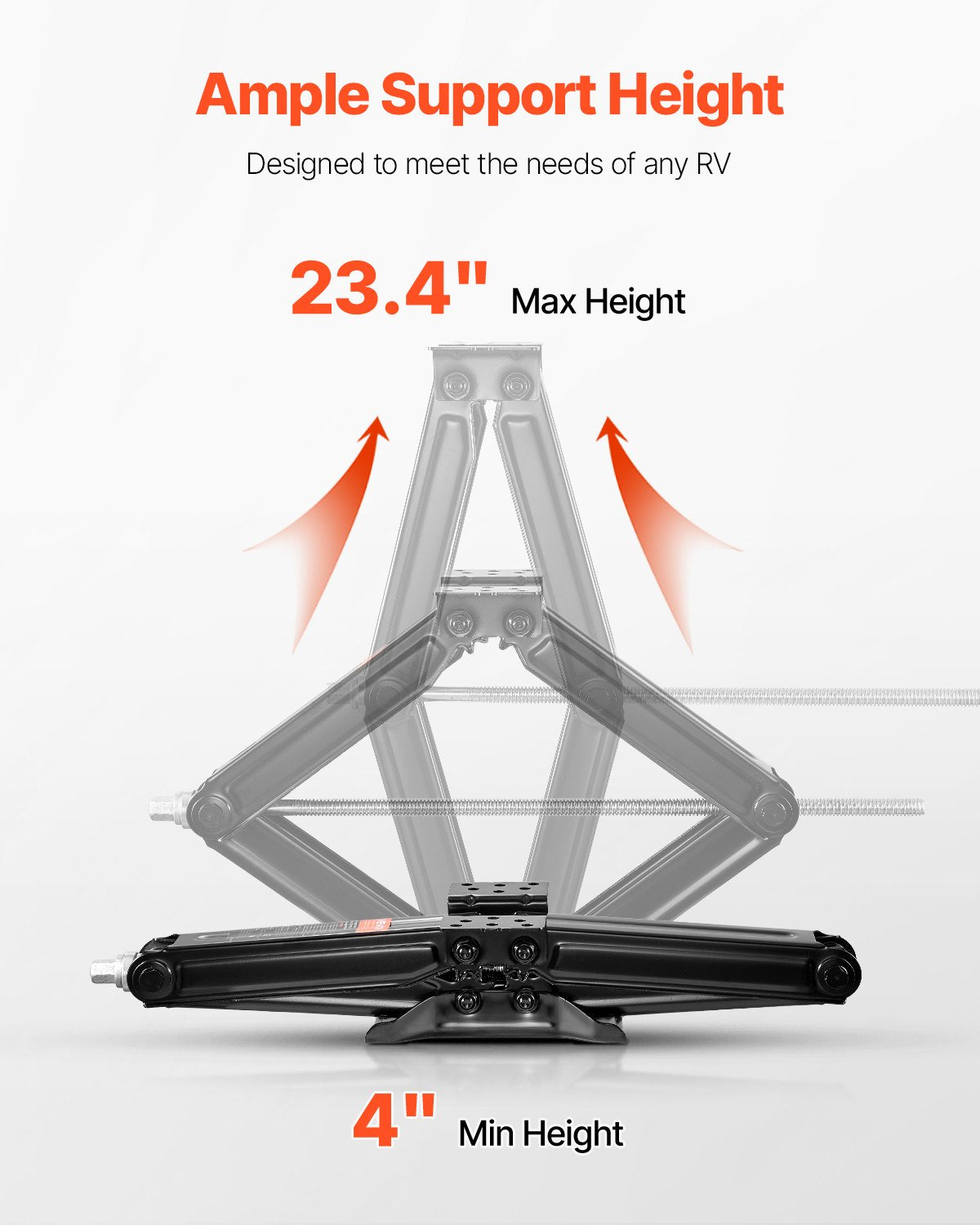 5000 lbs RV Scissor Jacks, 4-23.4 in RV Stabilizer Leveling Scissor Jacks, Set of 2, Heavy Duty Stabilizer Jack with Crank Handle, Socket and Bubble Levels, Not Easily Bent or Deformed