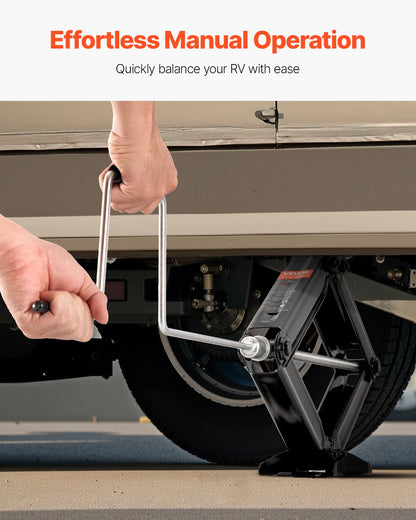 6500 lbs RV Scissor Jacks, 4-23.4 in RV Stabilizer Leveling Scissor Jacks, Set of 4, Heavy Duty Stabilizer Jack with Crank Handle, Socket and Bubble Levels, Not Easily Bent or Deformed