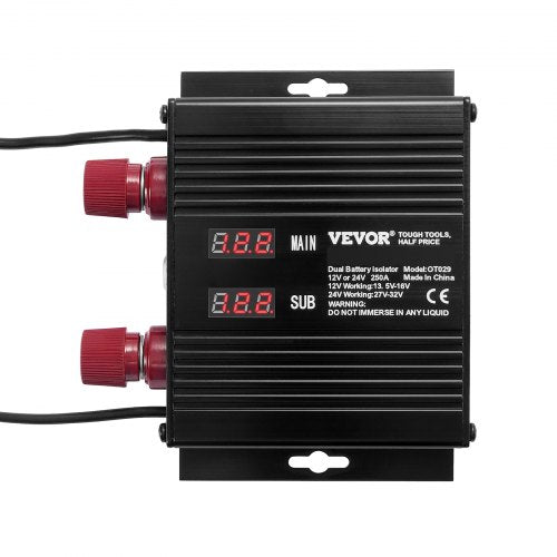 250 AMP Dubbelbatteri Smart Isolator, 12V/24V, Universell VSR Spänningskänslig Relä Batteriisolator Intelligent med LCD-skärm, För Bil Lastbil ATV Husbil Batteristartkontroll Strömbrytare