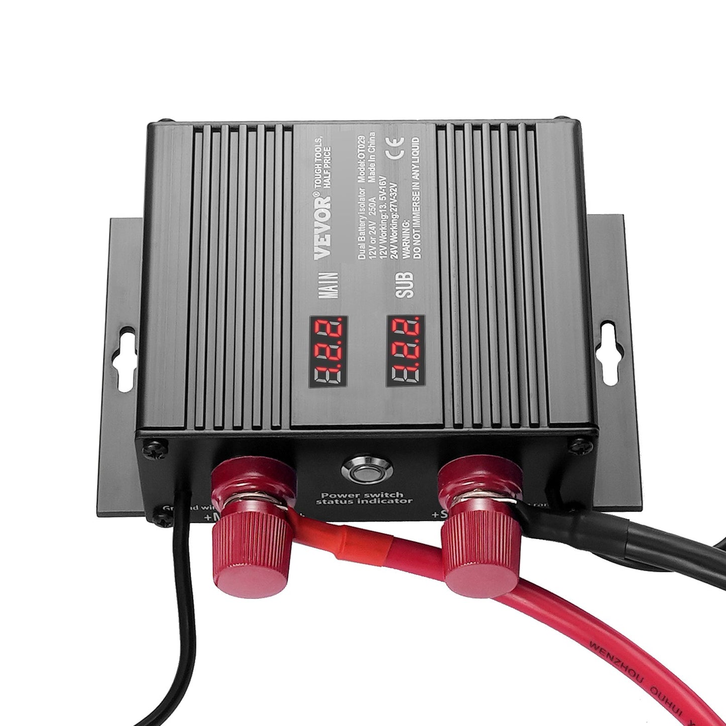 250 AMP Dubbelbatteri Smart Isolator, 12V/24V, Universell VSR Spänningskänslig Relä Batteriisolator Intelligent med LCD-skärm, För Bil Lastbil ATV Husbil Batteristartkontroll Strömbrytare